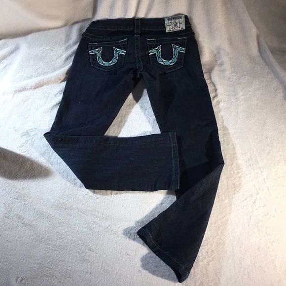 True Religion Women’s Denim Western Style with a Light Blue Horseshoe Patch - Picture 1 of 5
